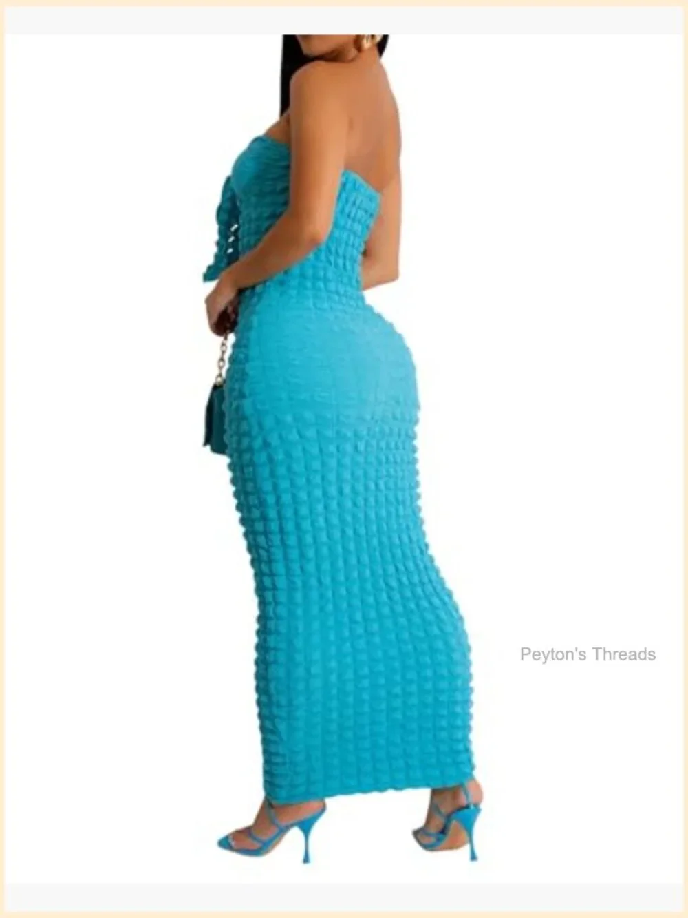 Strapless Tube Dress Hollow Out Knot Front Off Shoulder Club Midi Bodycon Dress - Picture 2 of 2